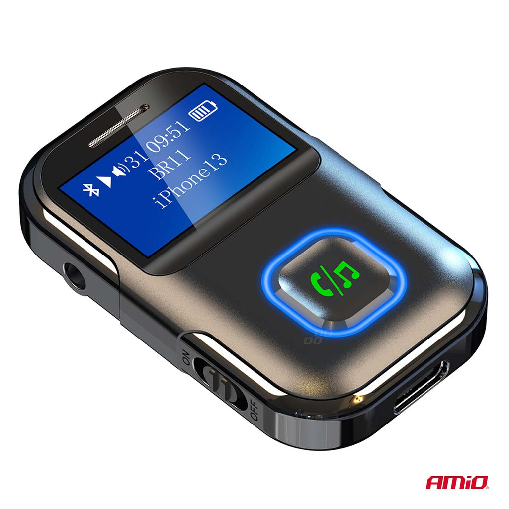 Odbiornik bluetooth na mini jack LCD AUX AMIO-04659