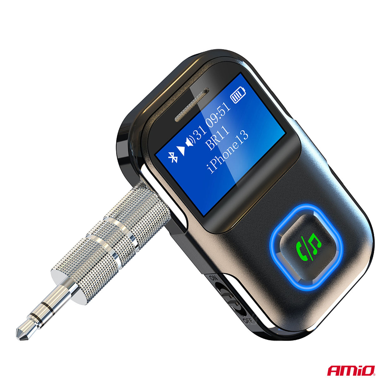 Odbiornik bluetooth na mini jack LCD AUX AMIO-04659
