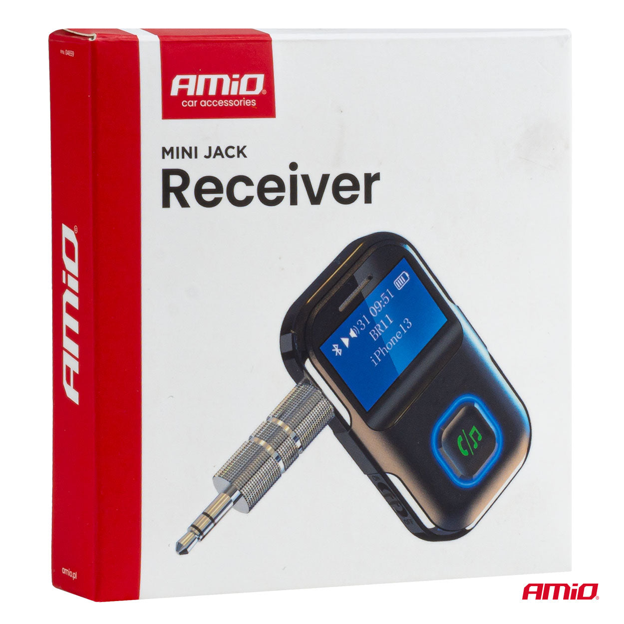 Odbiornik bluetooth na mini jack LCD AUX AMIO-04659