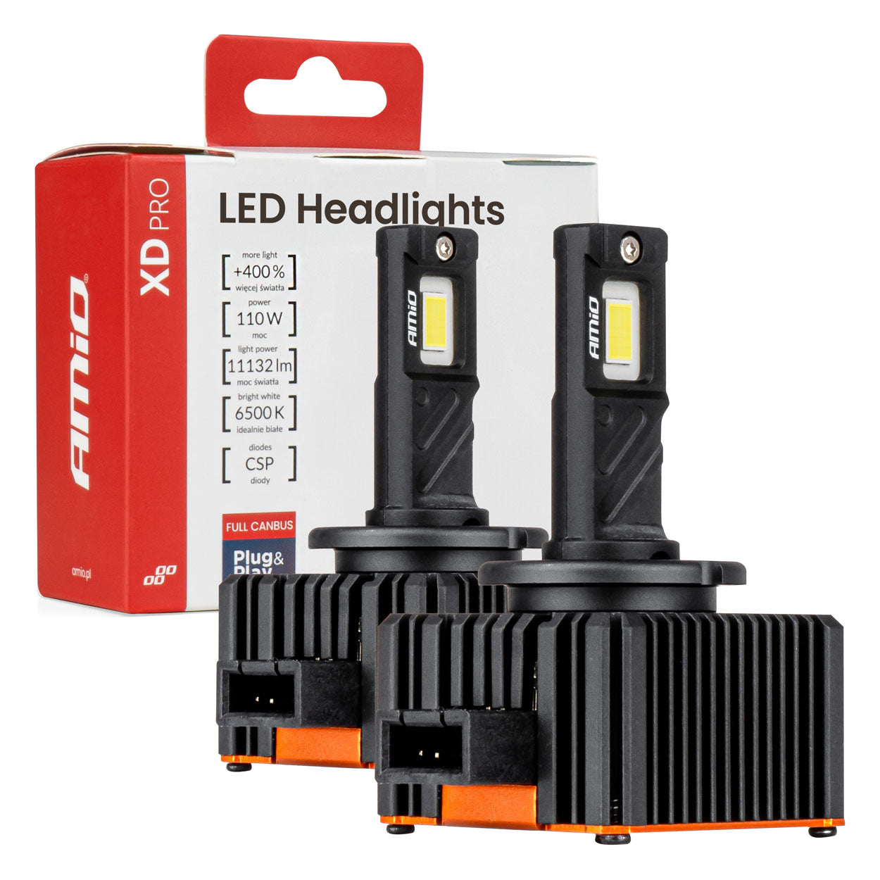 Żarówki samochodowe LED XD PRO D1S D1R FULL CANBUS AMIO-04679