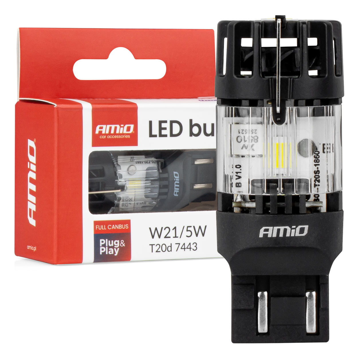 Żarówka LED LumiTec T20D 7443 W21/5W 12V FULL CANBUS biała 1 szt. AMIO-04687