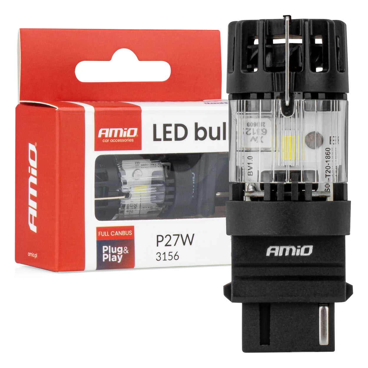 Żarówka LED LumiTec 3156 P27W 12V FULL CANBUS biała 1 szt. AMIO-04690