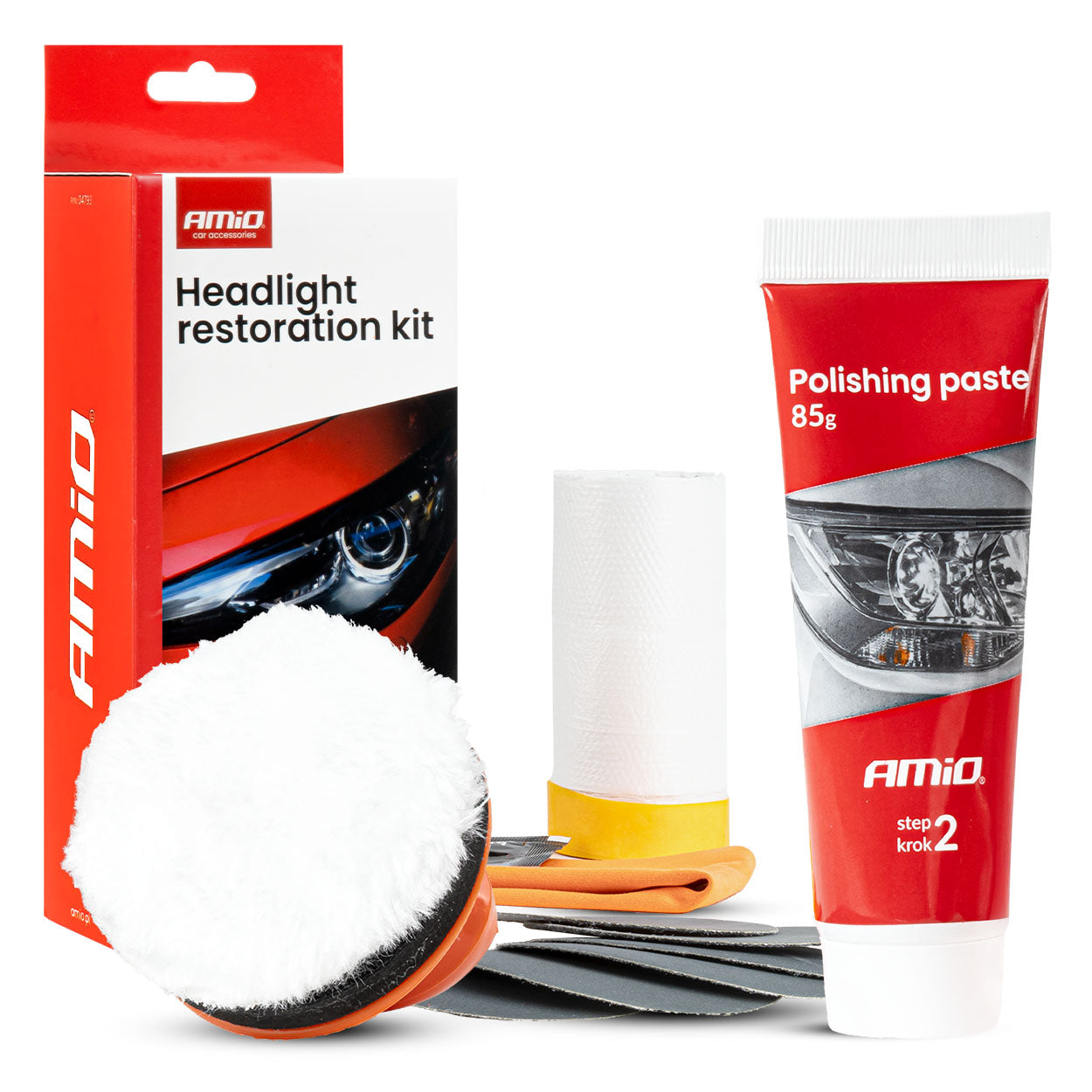 Zestaw do polerowania reflektorów ręczny DIY AMIO-04793