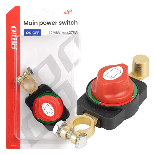 Główny wyłącznik prądu hebel akumulatora 12V-48V max 275A AMIO-04830 AMiO