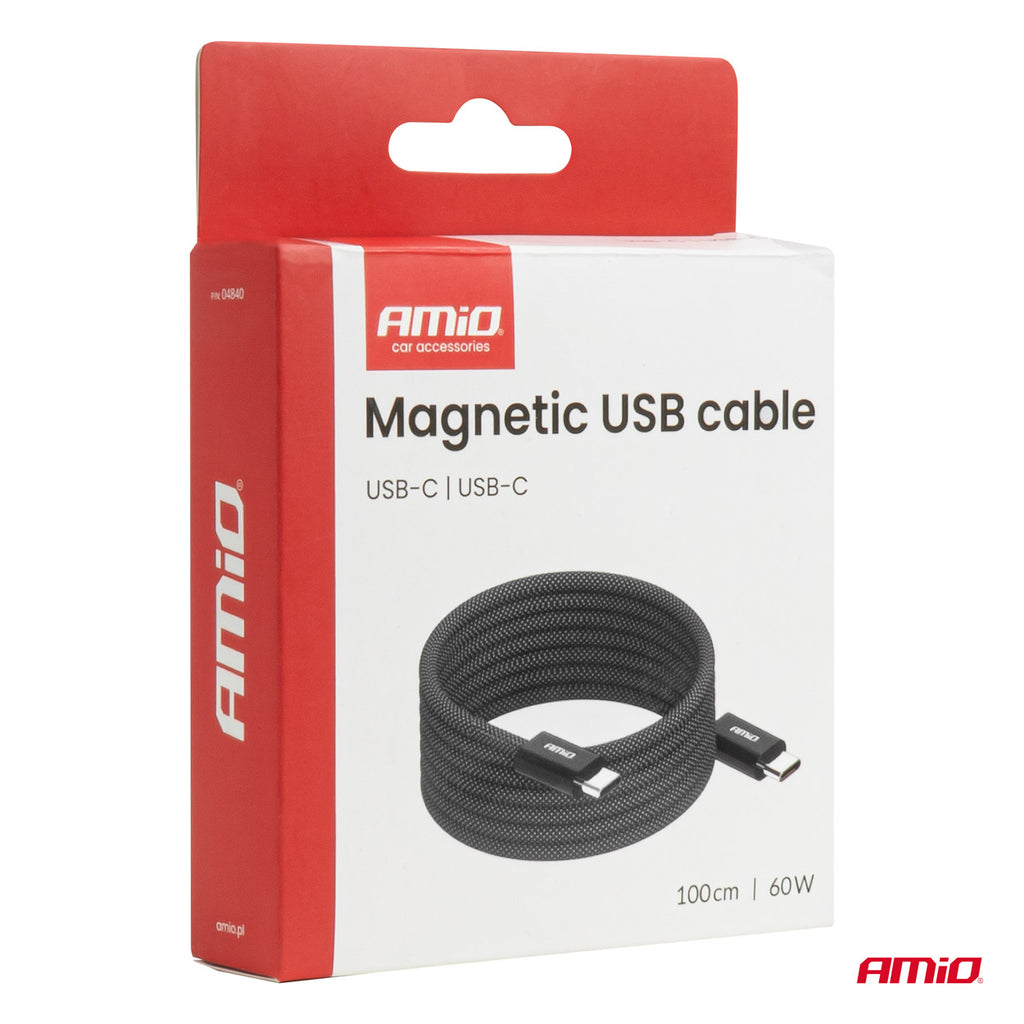 Kabel USB magnetyczny USB-C – USB-C 60W 100cm AMIO-04840