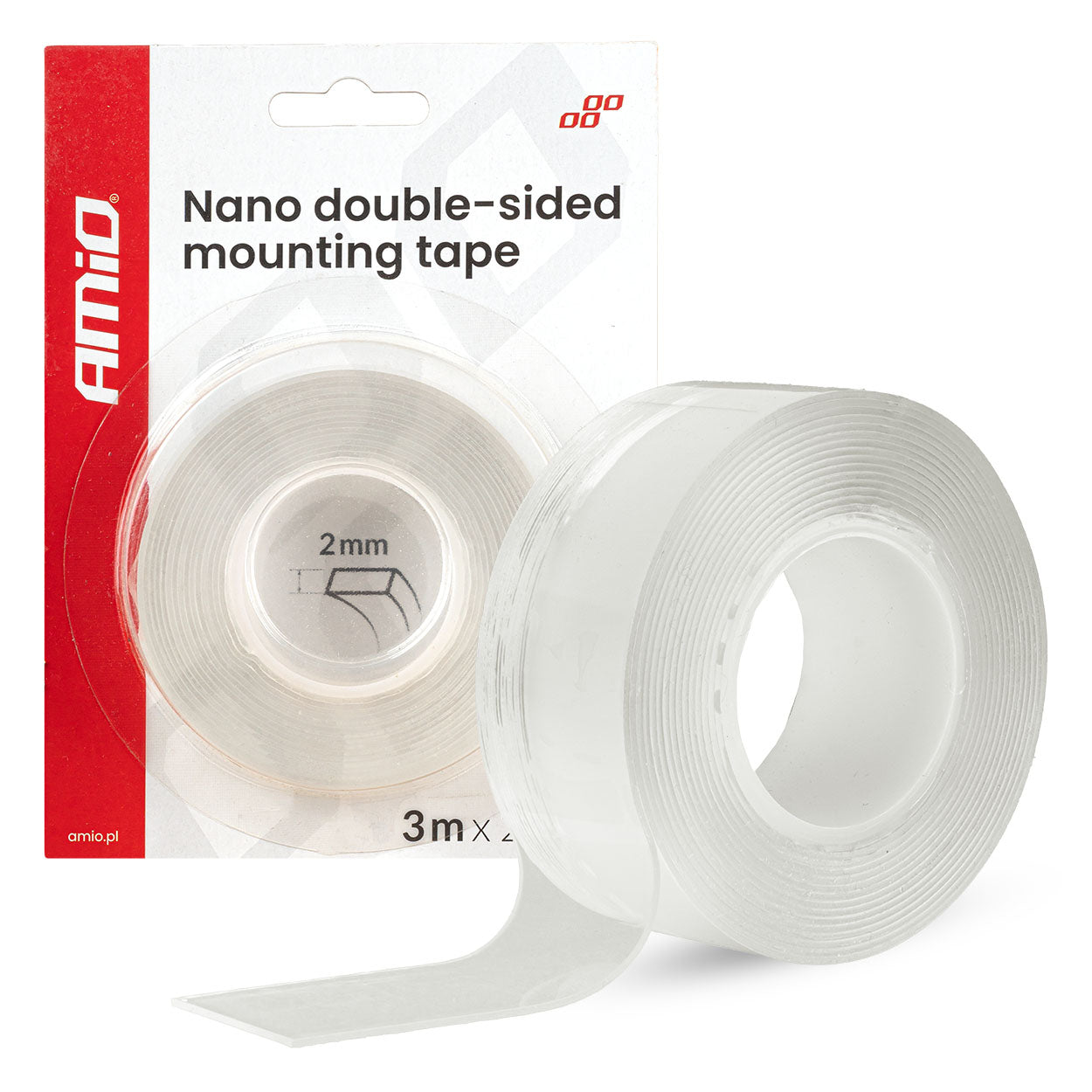 Taśma montażowa nano dwustronna wielokrotnego użytku 20mm x 3m x 1mm AMIO-04847