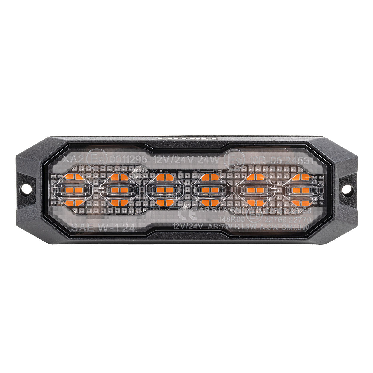 Lampa ostrzegawcza obrysowa pomarańczowa z funkcją świateł pozycyjnych LED R65 R148 12V 24V 24W AMIO-04861