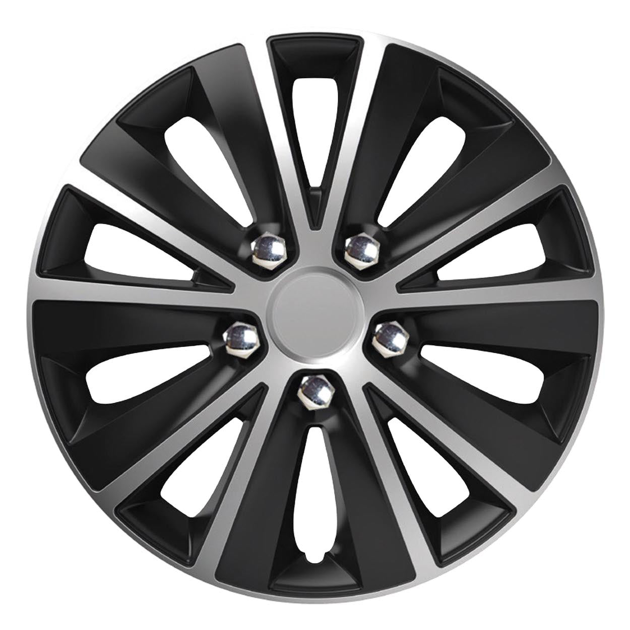 Kołpak samochodowy czarno srebrny ze śrubami chrom Rapide NC 15" cali