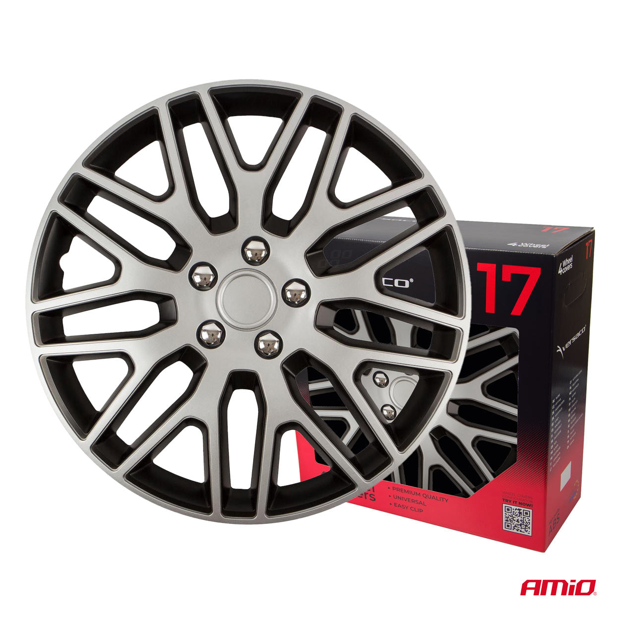 Kołpaki samochodowe 4szt. komplet Dakar czarno srebrne 17" cali COLOR BOX