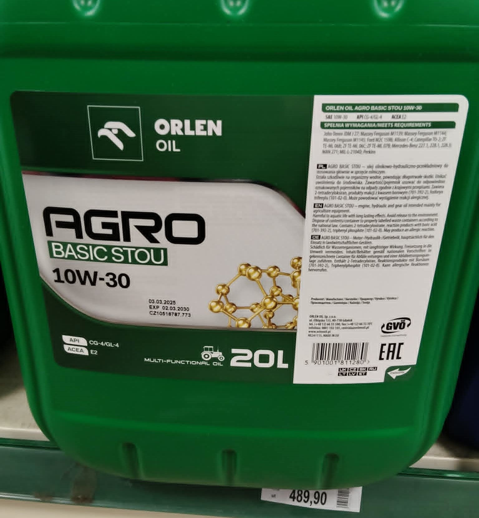 Orlen Oil Agro Basic STOU 10W-30 (20 Litrów)