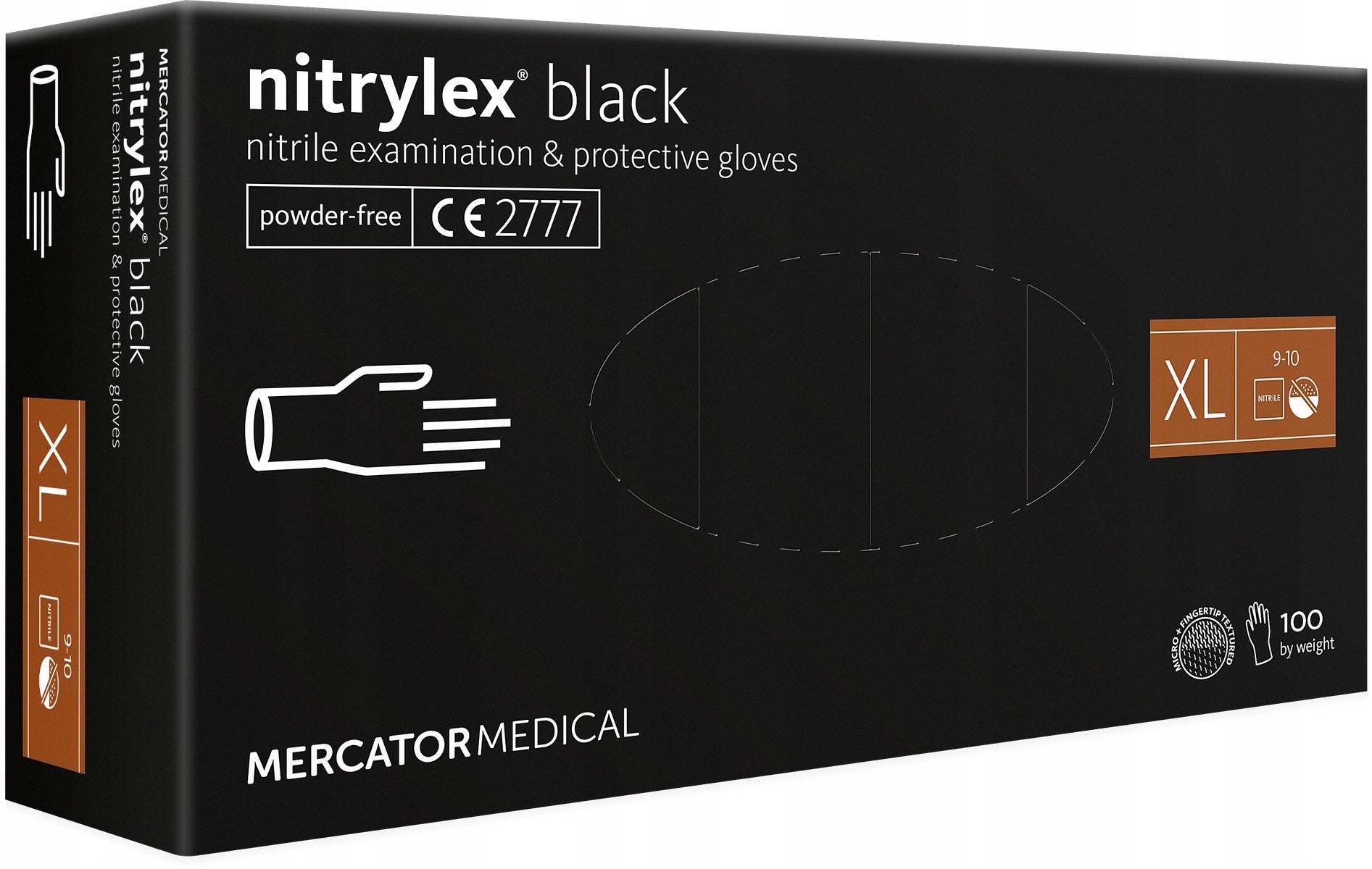 Rękawice nitrylowe czarne Mercator Nitrylex Black rozmiar XL 100 szt.