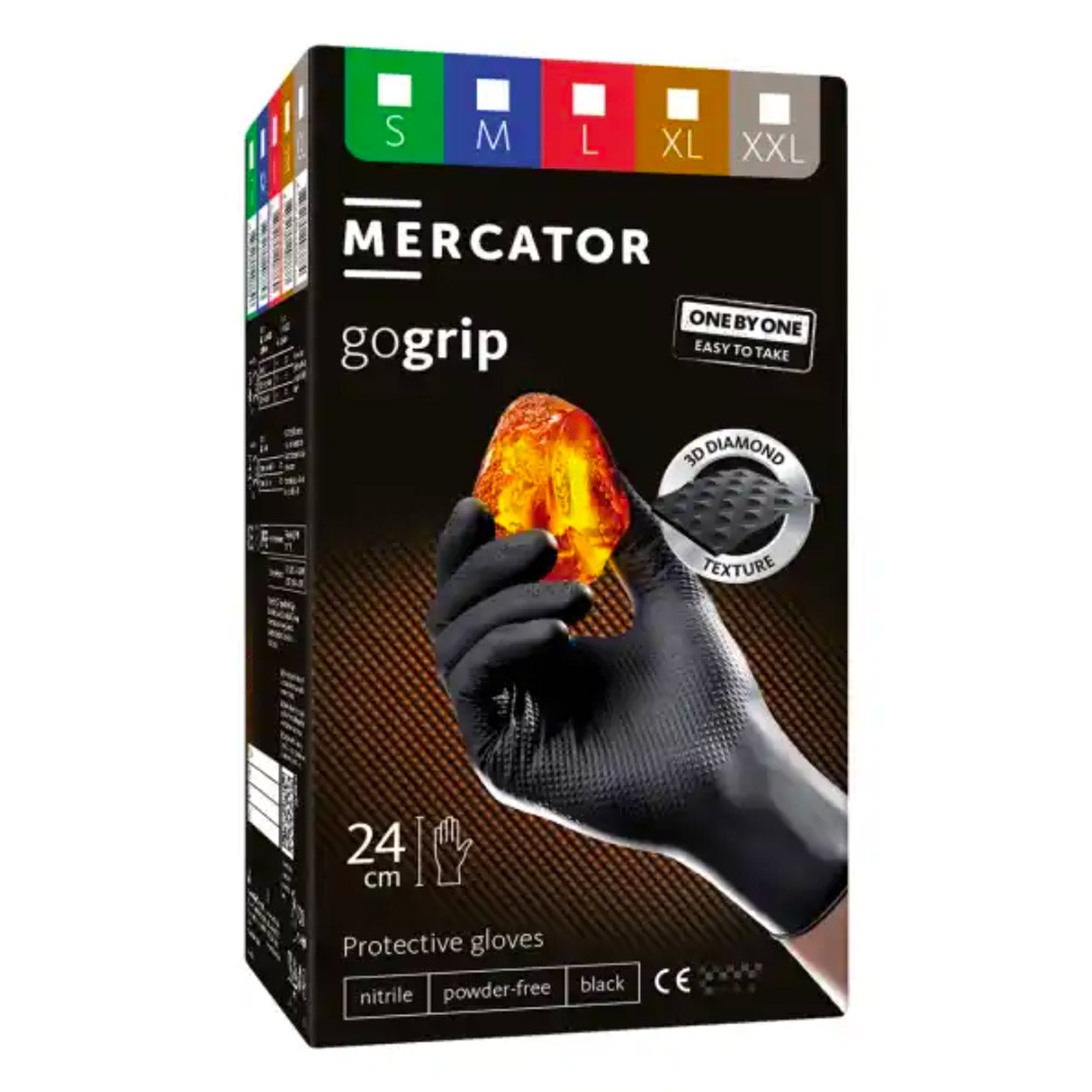 Rękawice nitrylowe czarne Mercator GoGrip ONE-BY-ONE Black 100szt. rozmiar XL