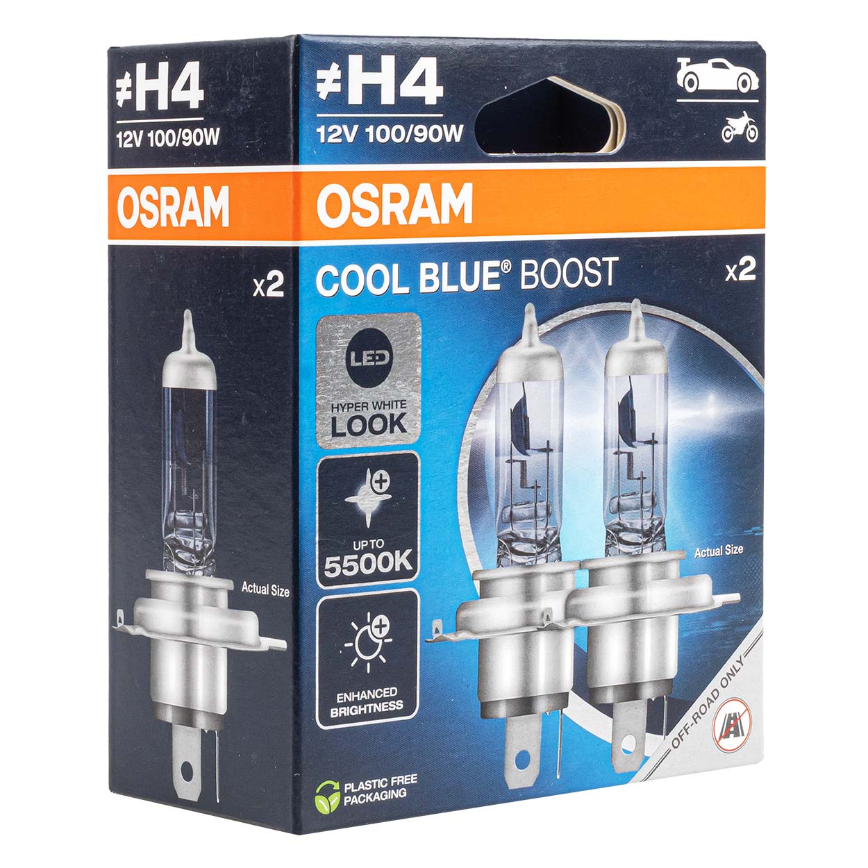 Żarówka halogenowa Osram H4 12V 100/90W P43t Cool Blue Boost 5500K / 2szt.