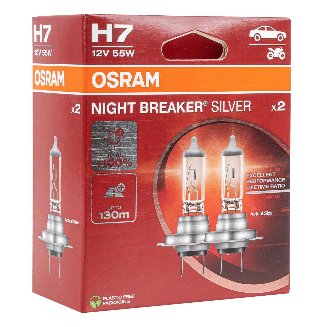 Żarówki halogenowe H7 12V NIGHT BREAKER SILVER +100% /2szt/