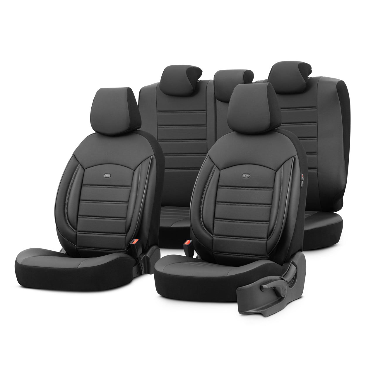 Komplet pokrowców na fotele samochodowe OTOM INSPIRE 3501 BLACK ECO-LEATHER 3-ZIP